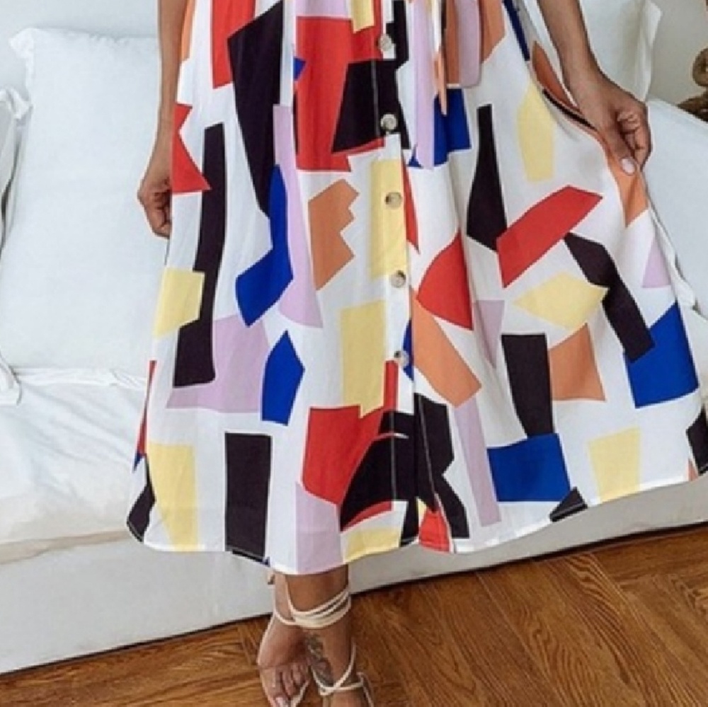 Long Colorful dress with side pockets NWT - Picture 4 of 4